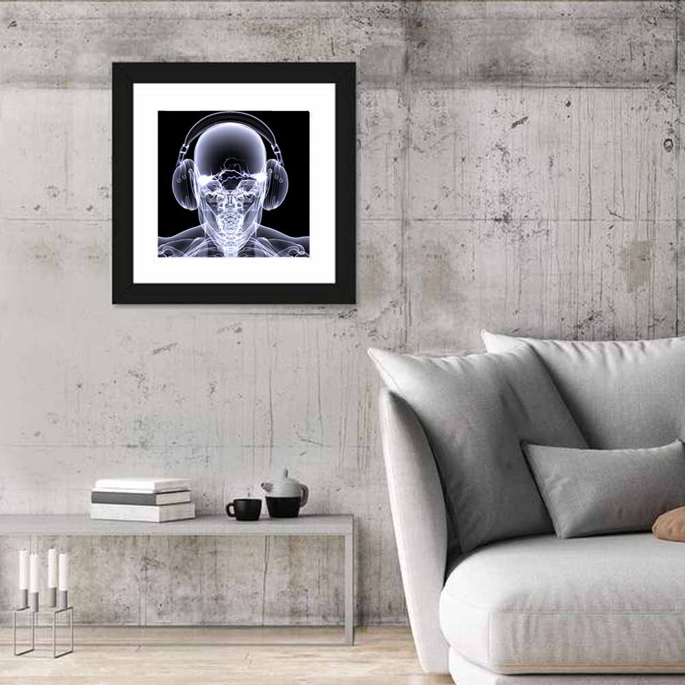 X-ray Skull with Headphones Wall Art