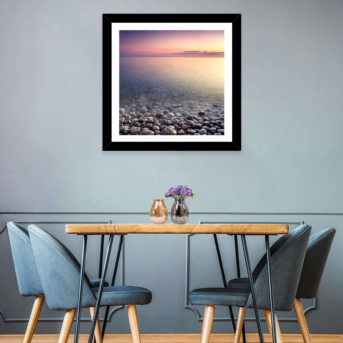Pebbled Shore Sunset Wall Art