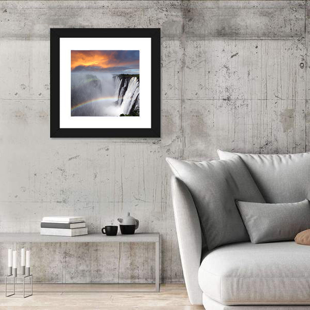 Victoria Falls Rainbow at Dusk Wall Art