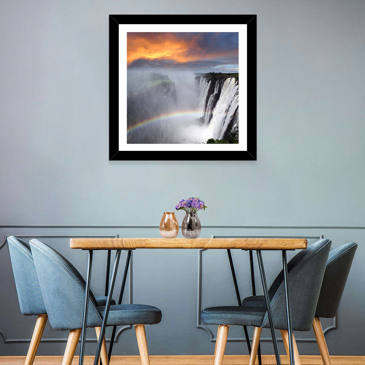 Victoria Falls Rainbow at Dusk Wall Art