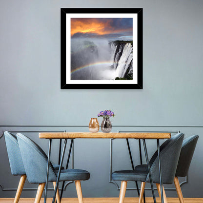 Victoria Falls Rainbow at Dusk Wall Art