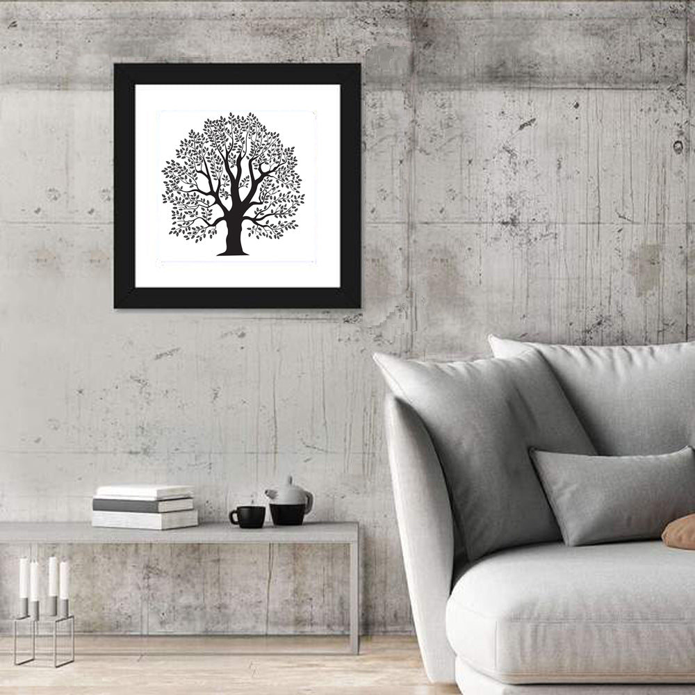 Oak Tree Illustration Wall Art in a room, square