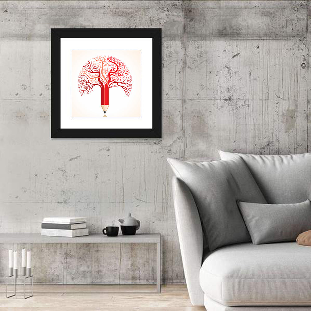 Knowledge Tree Pencil Illustration Wall Art
