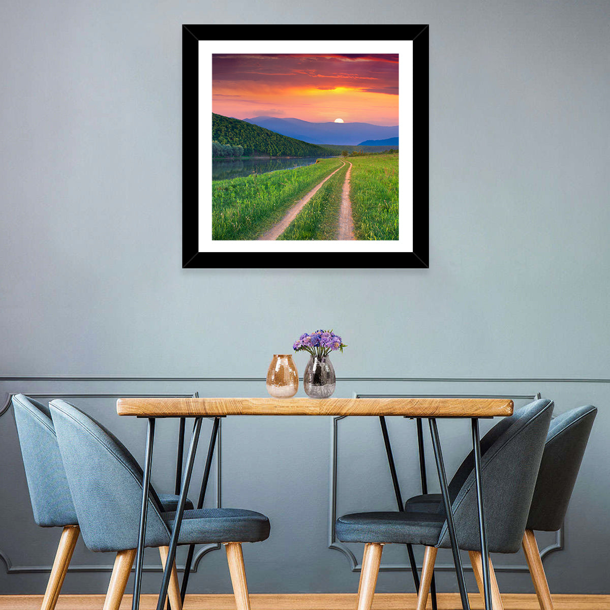Sunset Path to Mountain Lake Wall Art