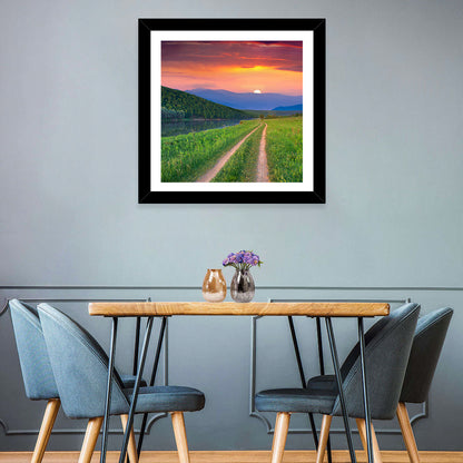 Sunset Path to Mountain Lake Wall Art