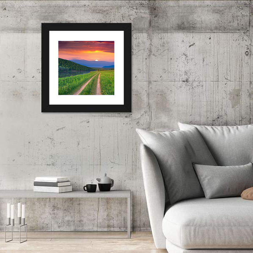 Sunset Path to Mountain Lake Wall Art