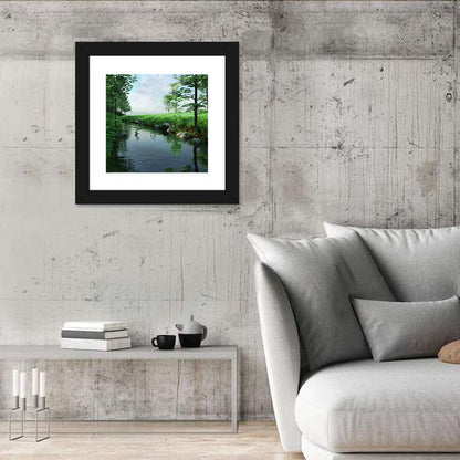 Tranquil Meadow Stream with Wildflowers Wall Art