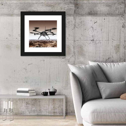 Spy Drone Over Arid Landscape Wall Art