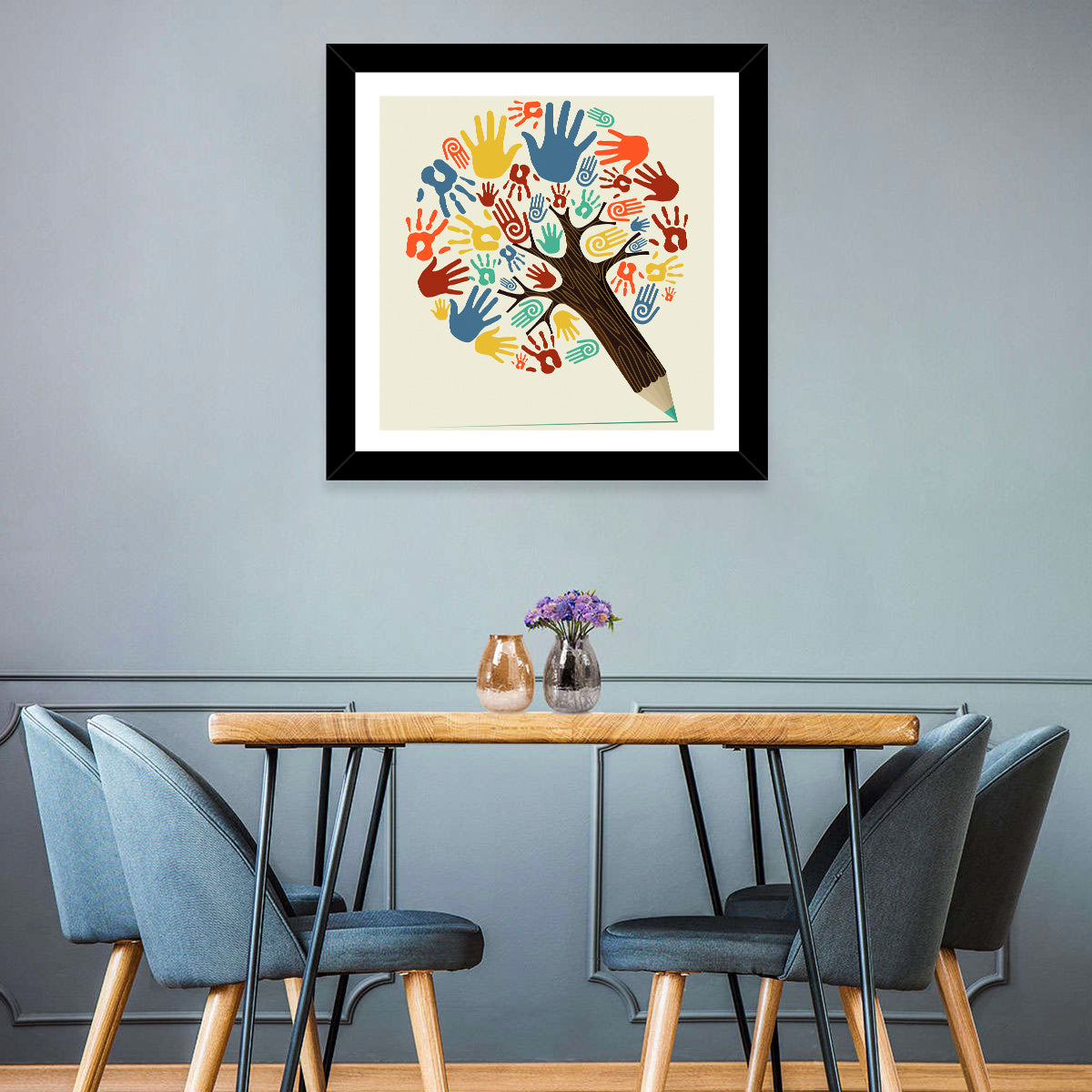 Handprint Tree Illustration Wall Art