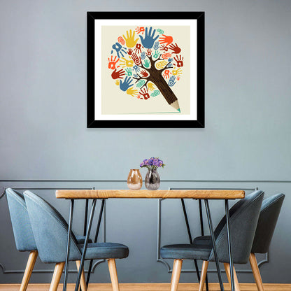 Handprint Tree Illustration Wall Art