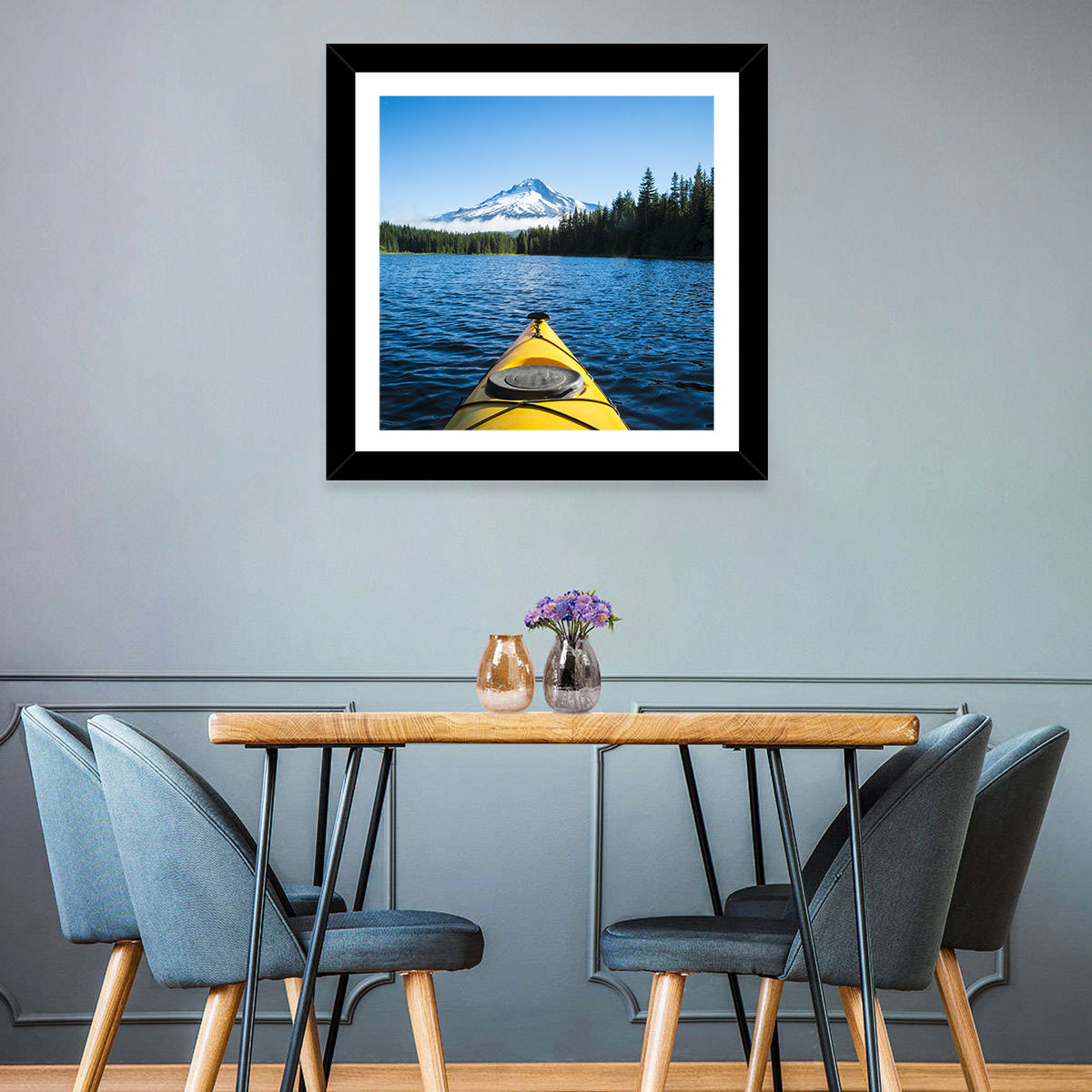 Yellow Kayak at Trillium Lake Wall Art