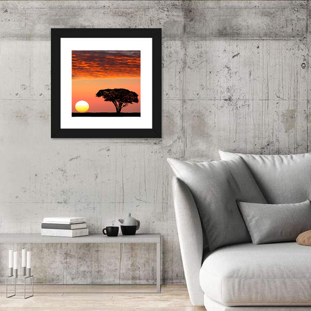 Serengeti Sunset Silhouette Wall Art