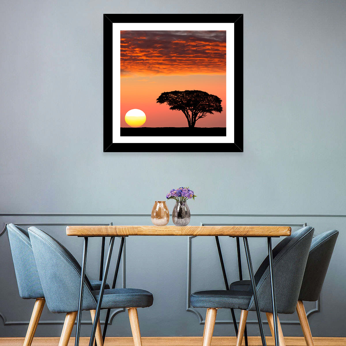 Serengeti Sunset Silhouette Wall Art