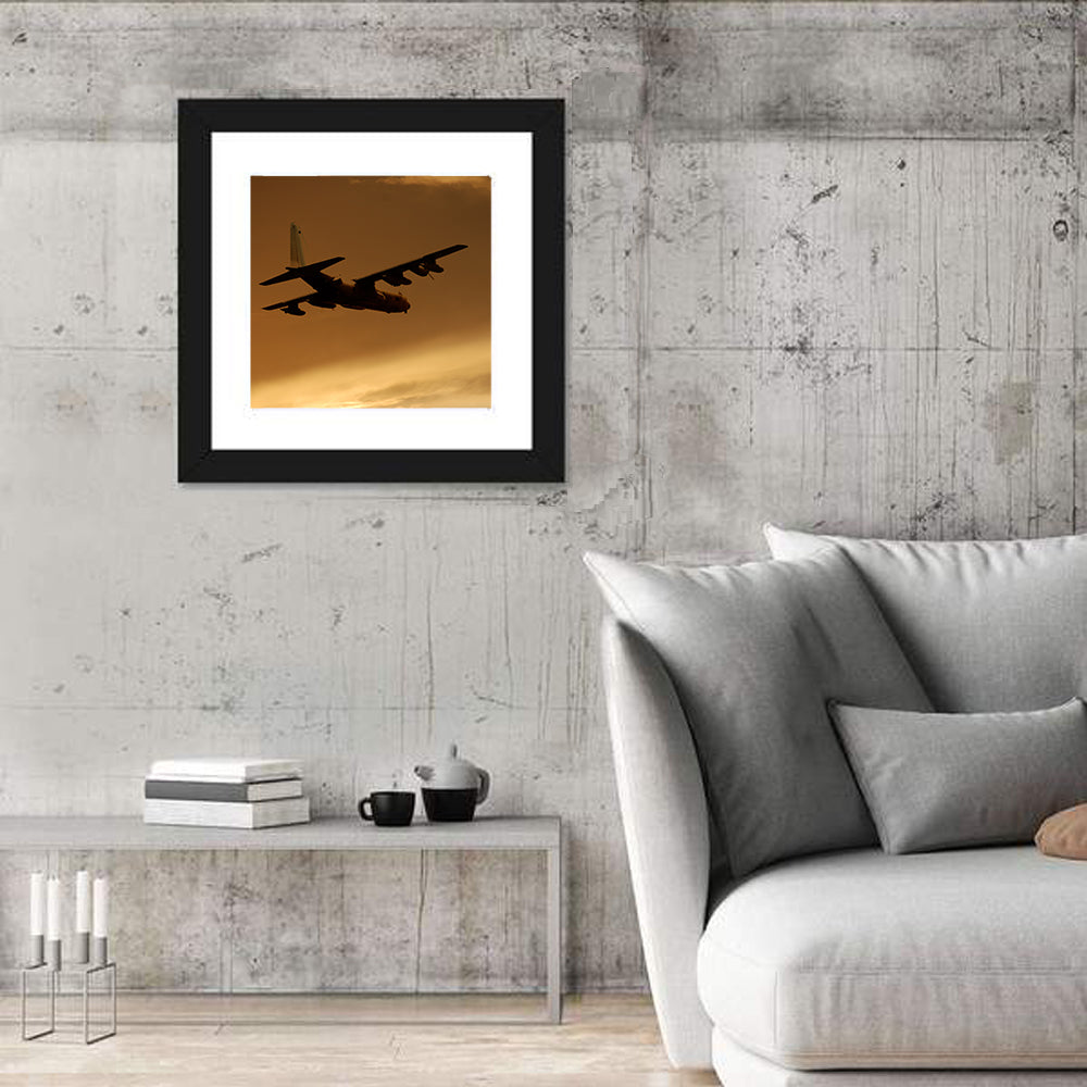 Turboprop Military Transport Silhouette Wall Art