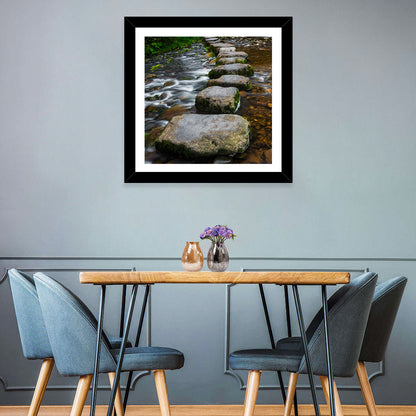 Mossy Stepping Stones Over Stream Wall Art