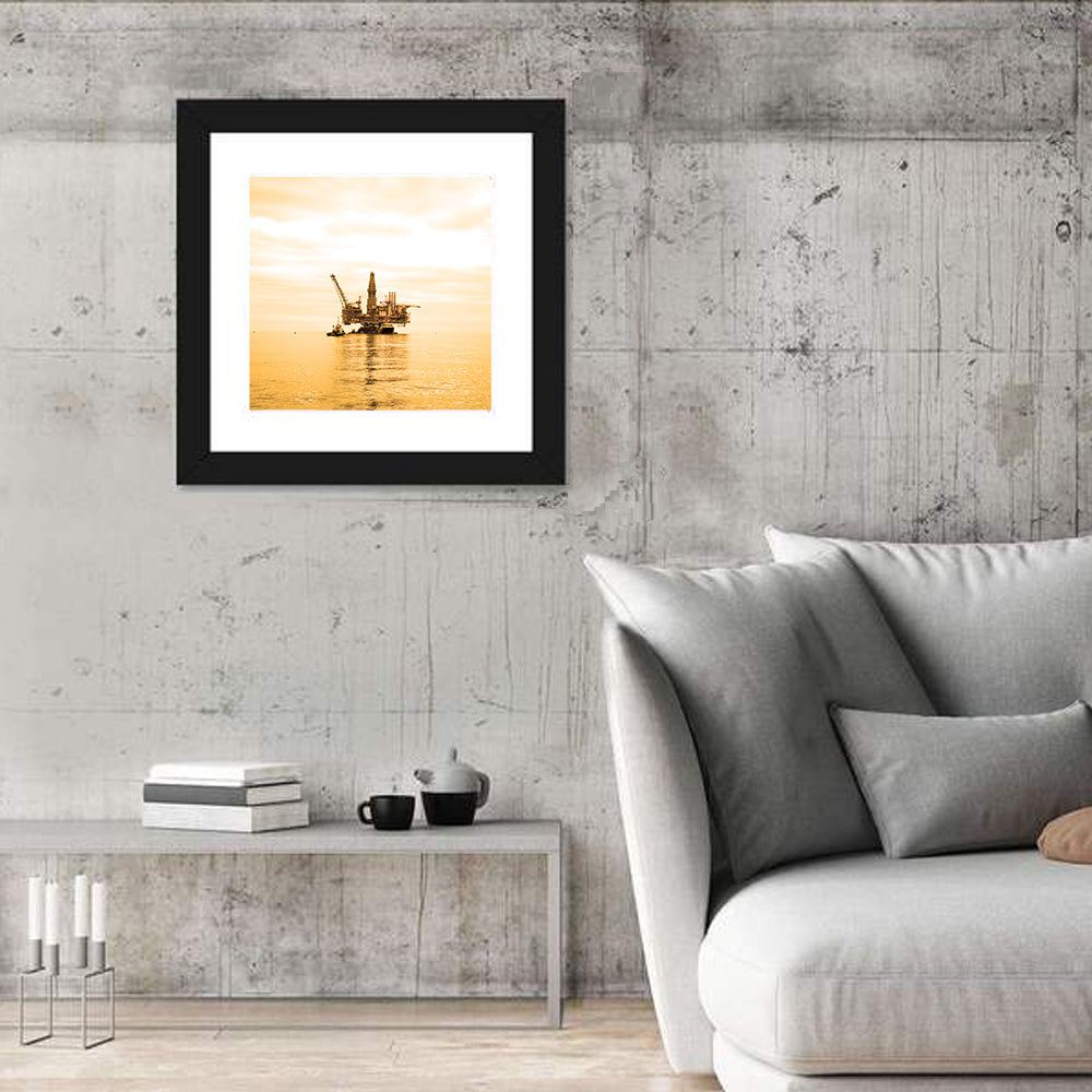 Golden Hour Oil Rig Wall Art