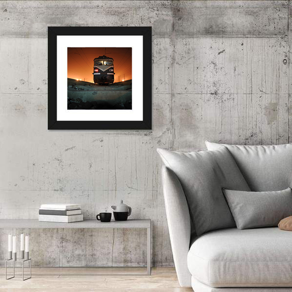 Cinematic Night Electric Locomotive Wall Art