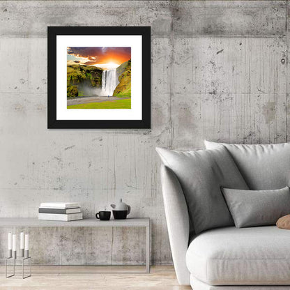 Skógafoss at Sunset Wall Art