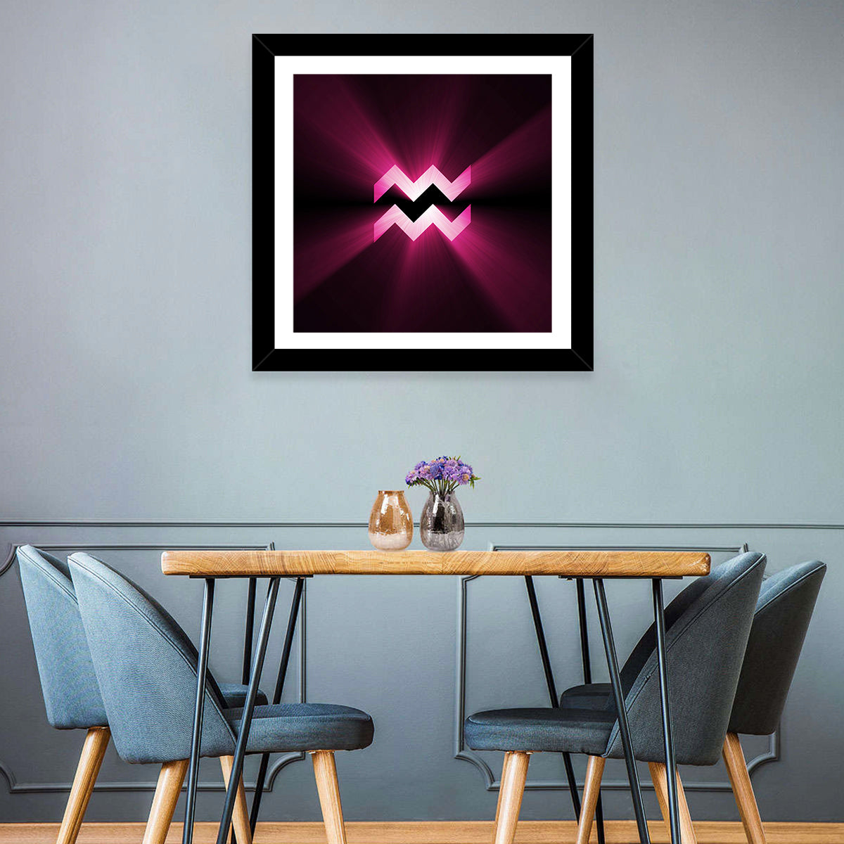 Magenta Aquarius Symbol Wall Art