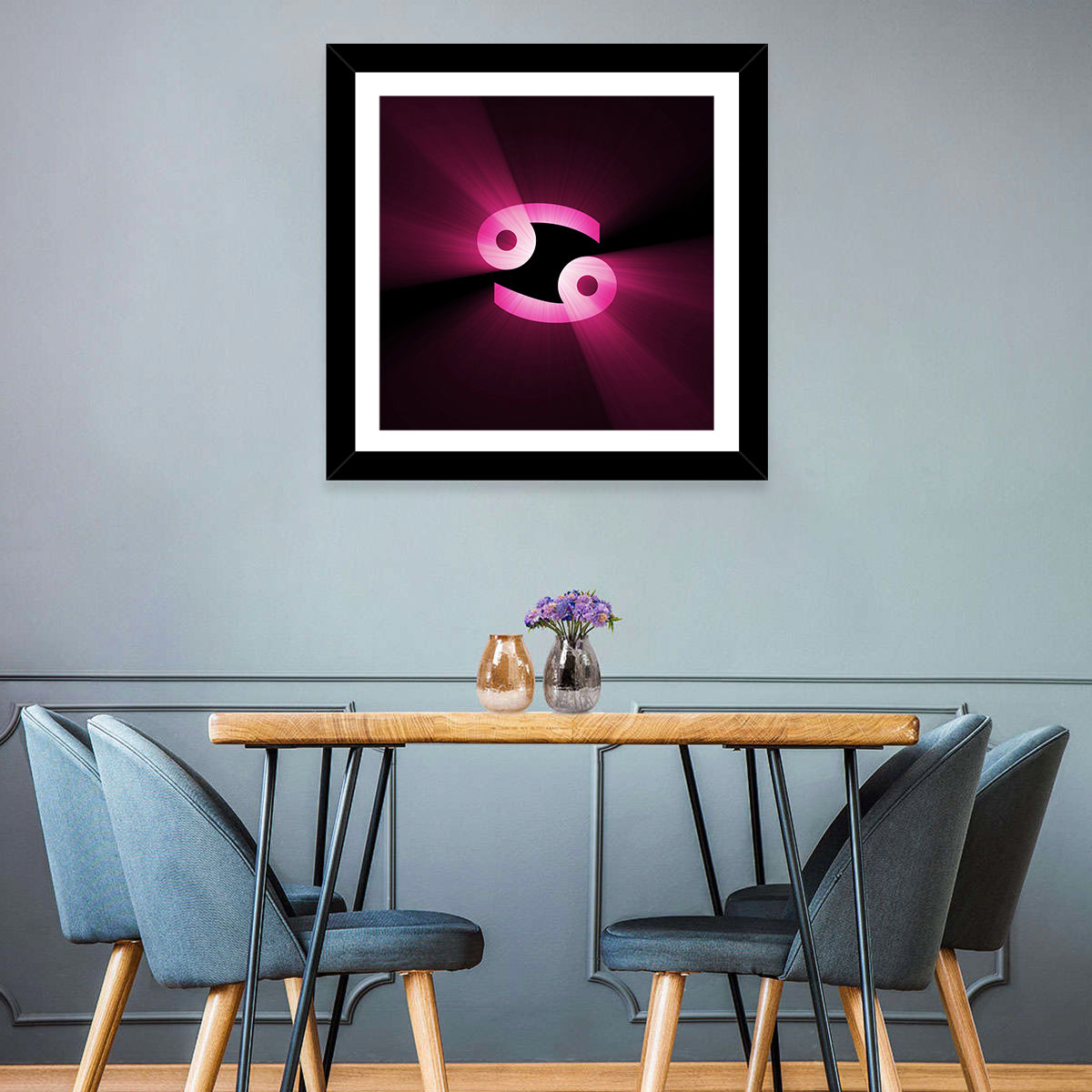 Glowing Pink Cancer Symbol Wall Art