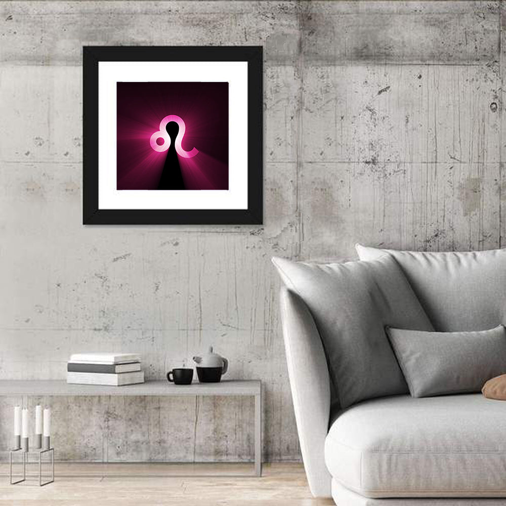 Glowing Magenta Leo Symbol Wall Art