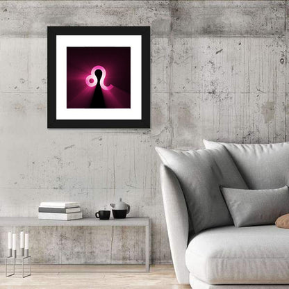 Glowing Magenta Leo Symbol Wall Art