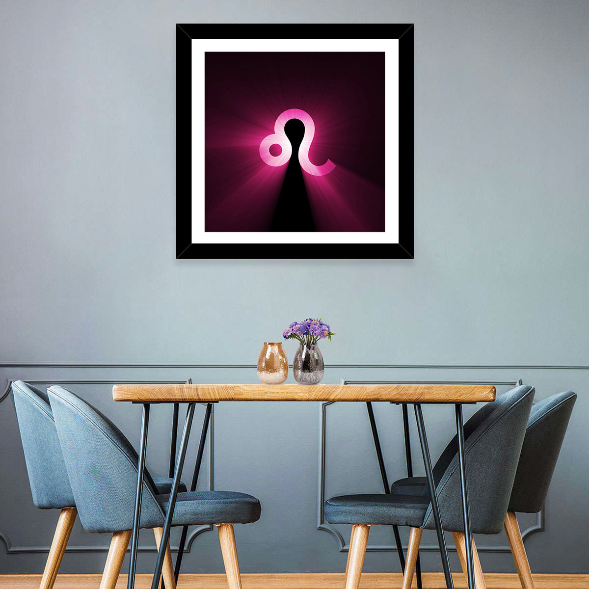 Glowing Magenta Leo Symbol Wall Art