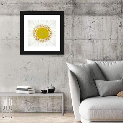 White Flower Mandala Kaleidoscope Wall Art