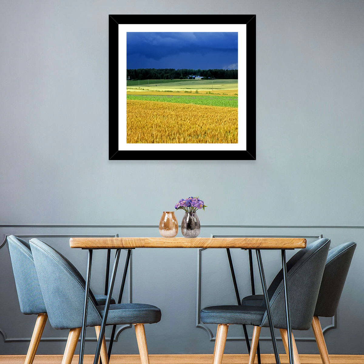 Cornfields Under Stormy Sky Wall Art
