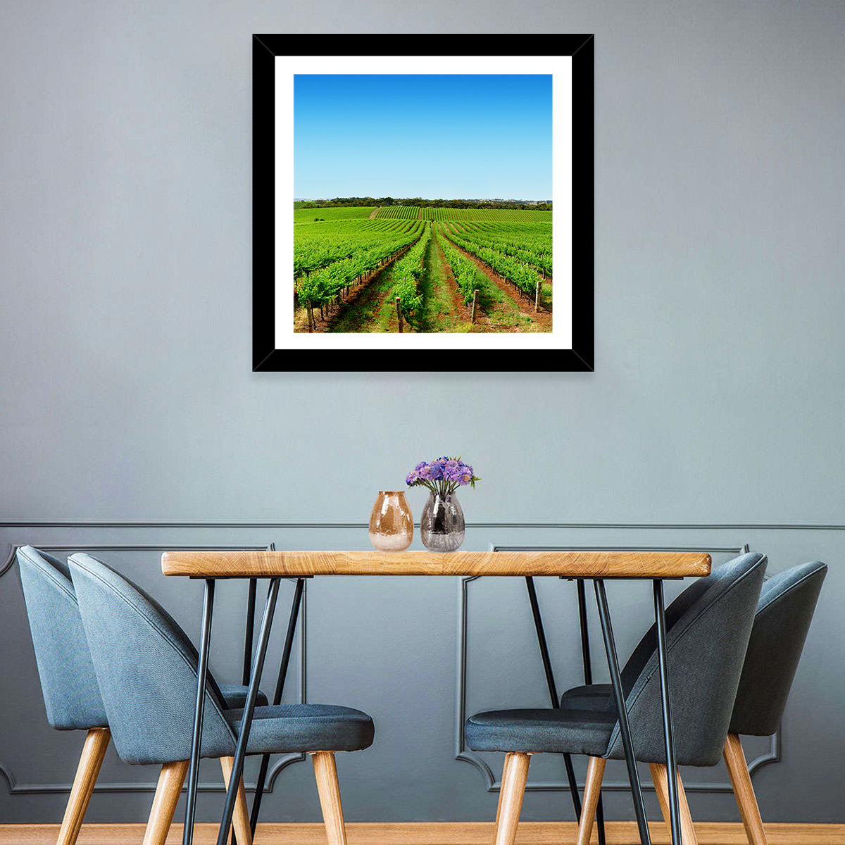 Sunlit Vineyard Rows Wall Art