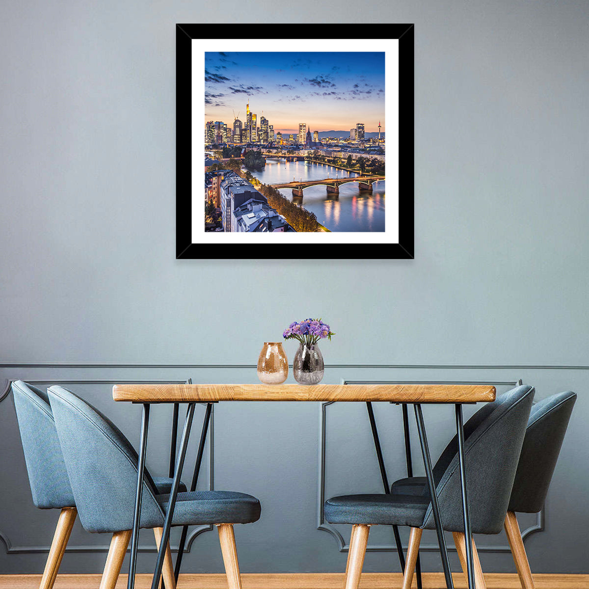 Frankfurt Twilight Skyline Wall Art