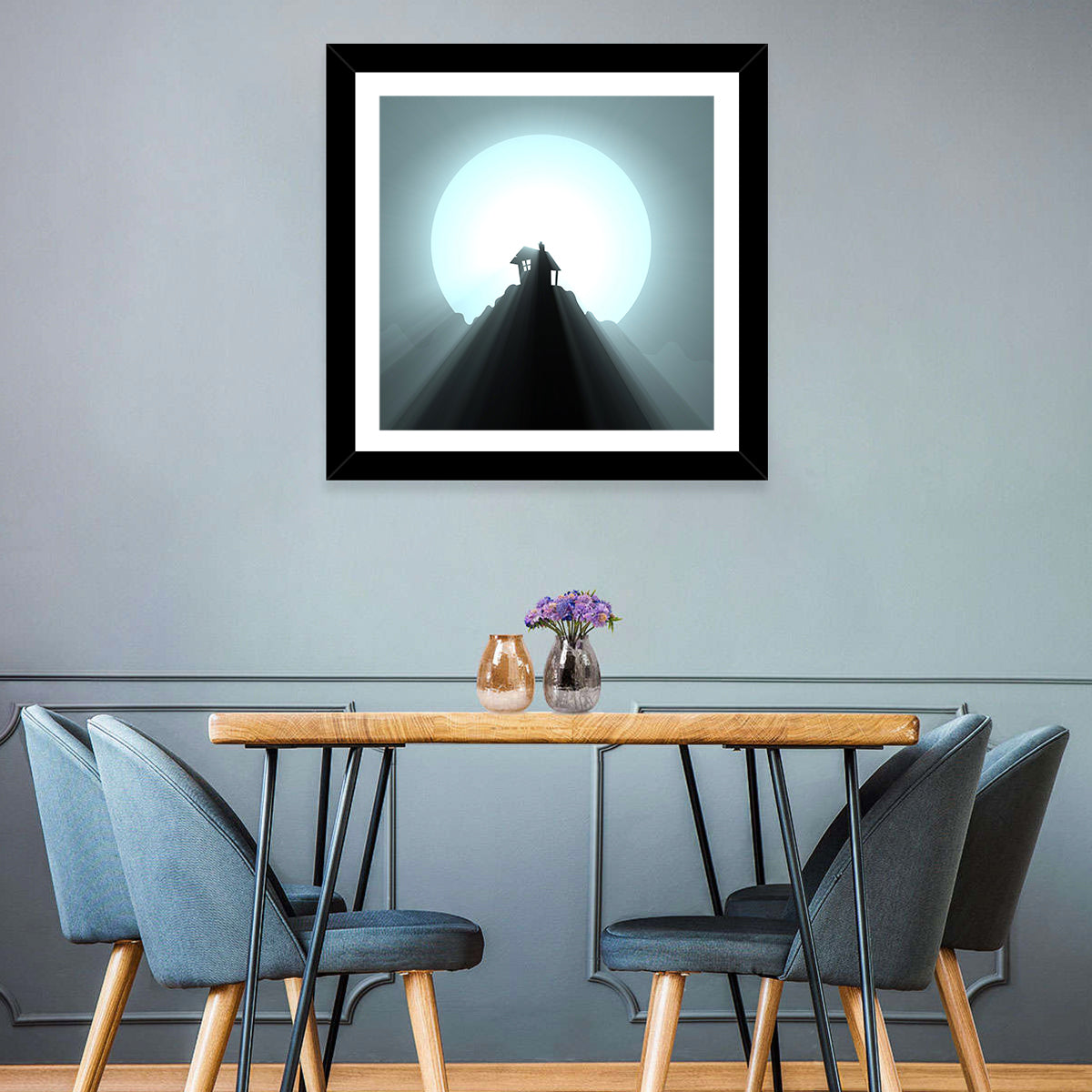 Moonlit Mountain Hut Wall Art