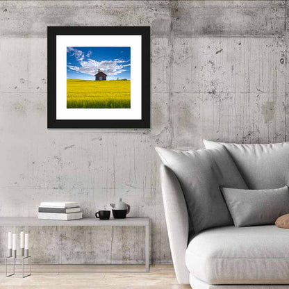 Red Barn in Golden Wheat Field Wall Art