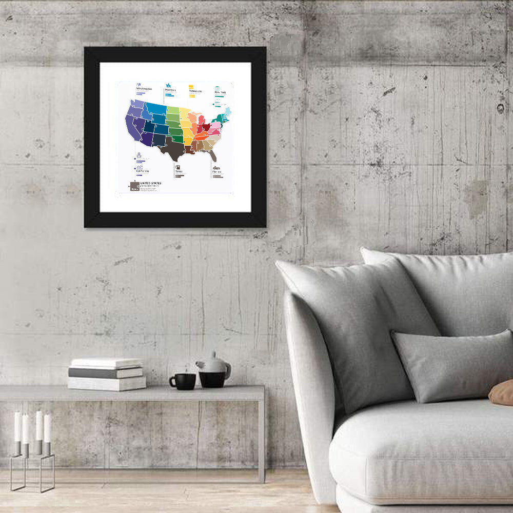 United States Jigsaw Map Wall Art