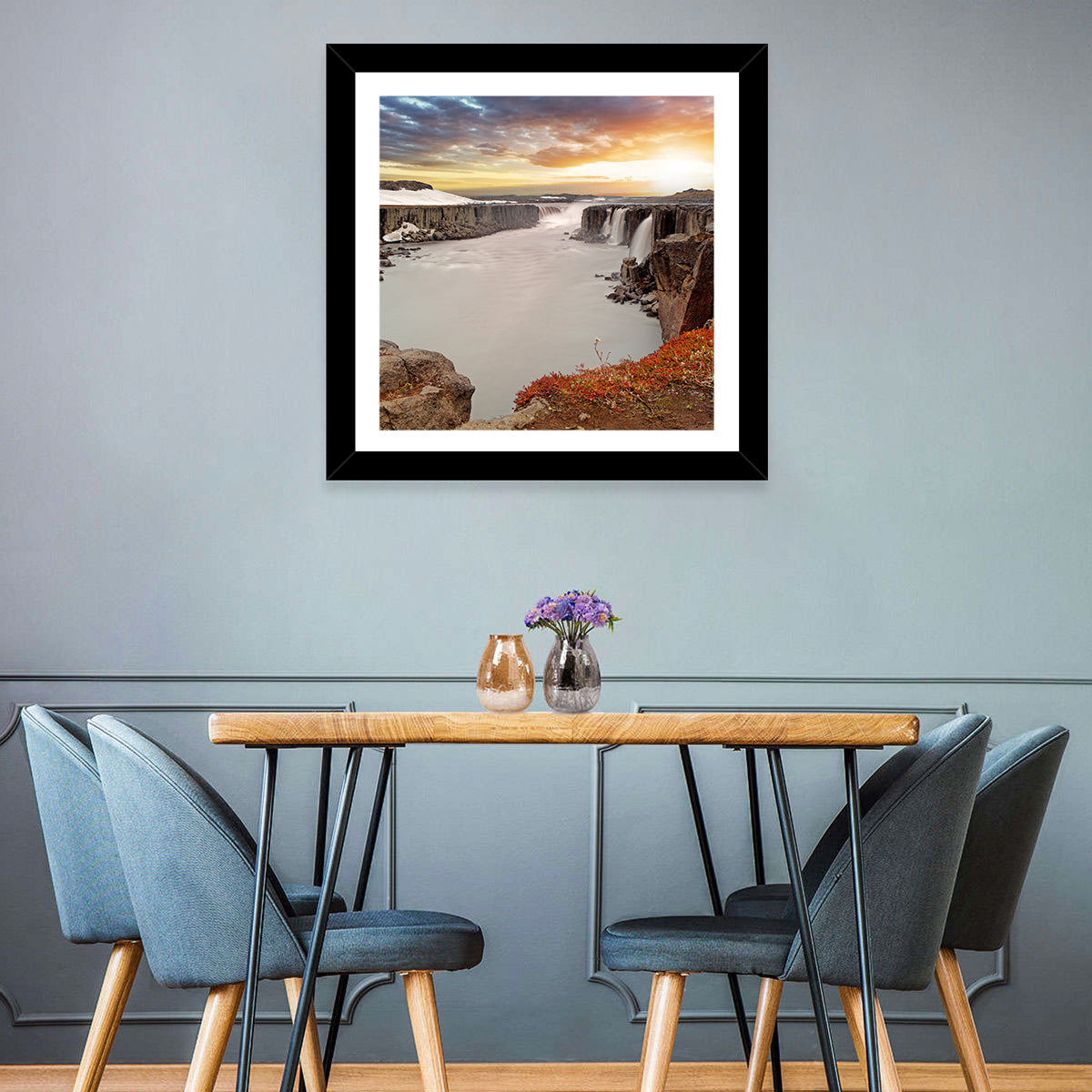 Selfoss Waterfall at Sunset Wall Art