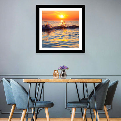 Lake Michigan Sunset Waves Wall Art