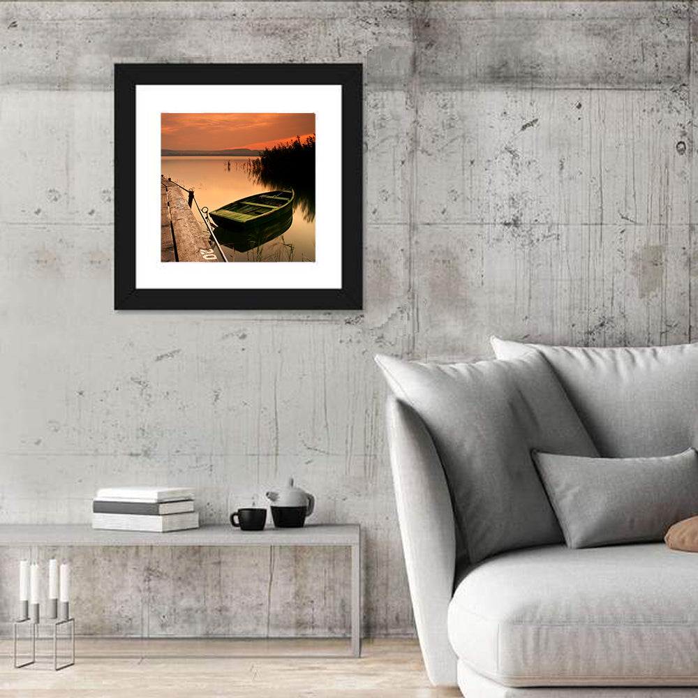 Pier and Rowboat on Lake Balaton Wall Art