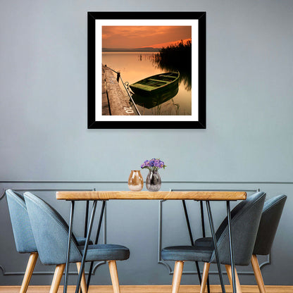 Pier and Rowboat on Lake Balaton Wall Art