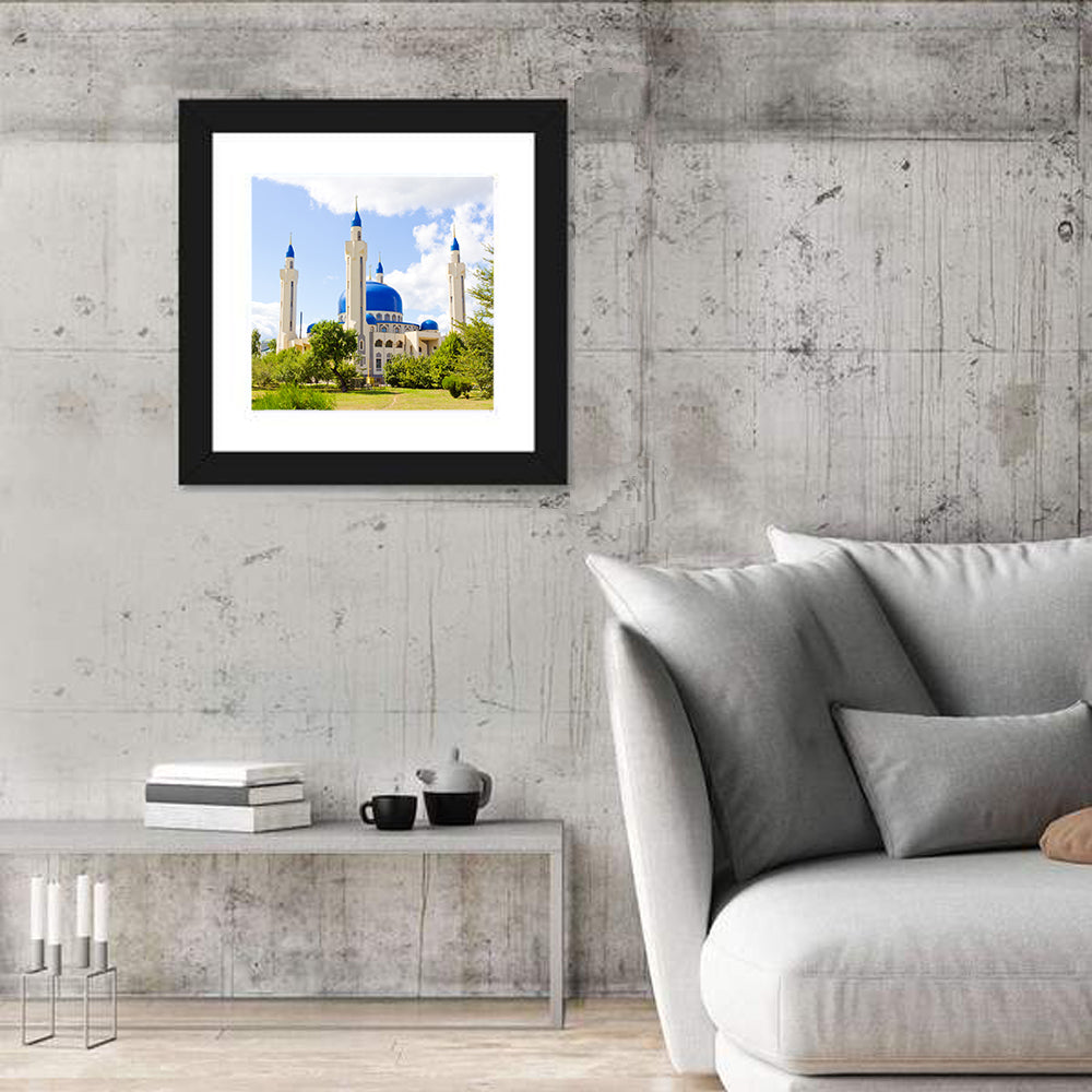 Blue Domed Mosque with Golden Minarets Wall Art
