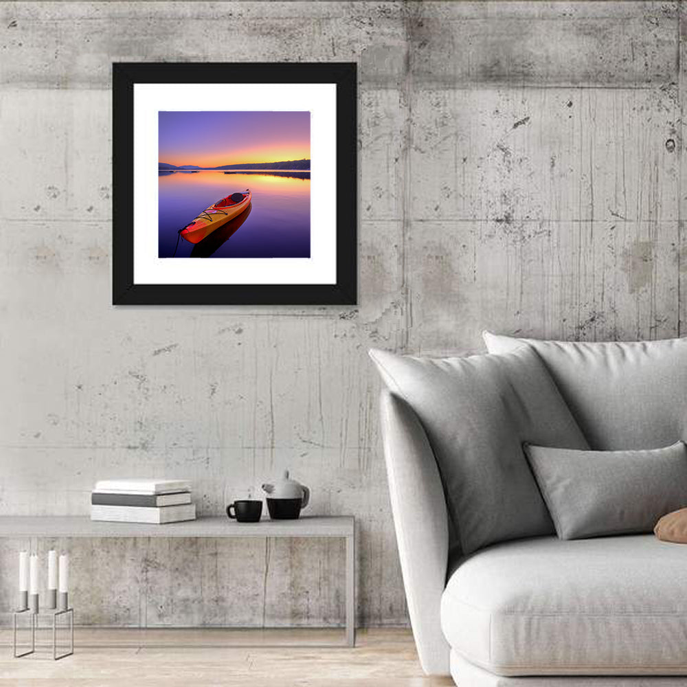 Bright Orange Kayak at Sunset Wall Art
