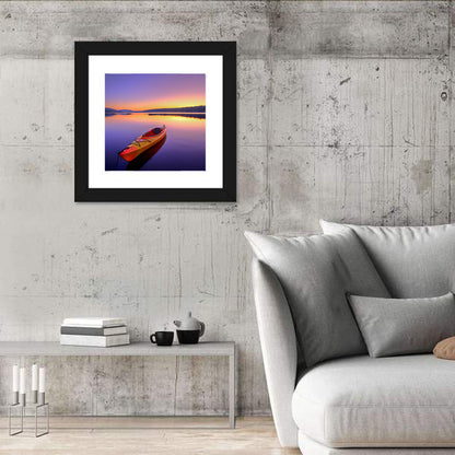 Bright Orange Kayak at Sunset Wall Art