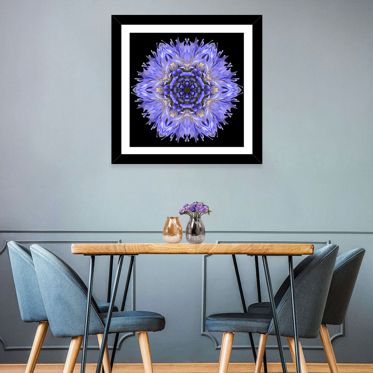 Cornflower Mandala Kaleidoscope Wall Art
