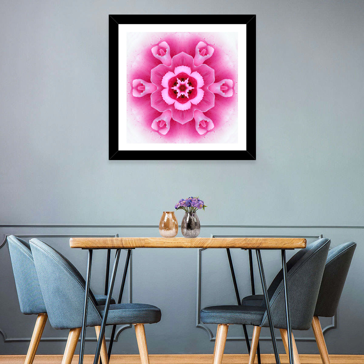 Pink Carnation Kaleidoscope Mandala Wall Art