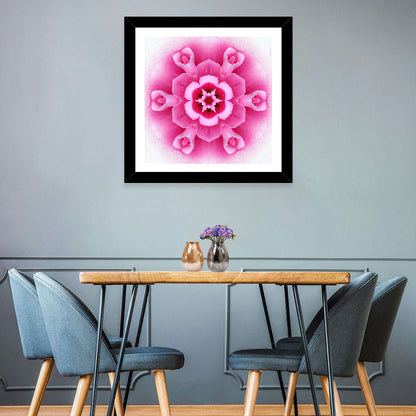Pink Carnation Kaleidoscope Mandala Wall Art