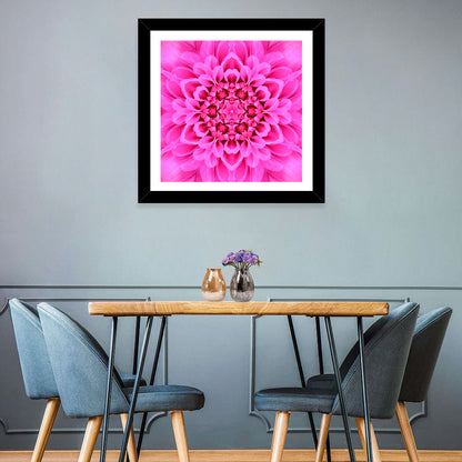 Kaleidoscopic Chrysanthemum Mandala in Magenta Wall Art