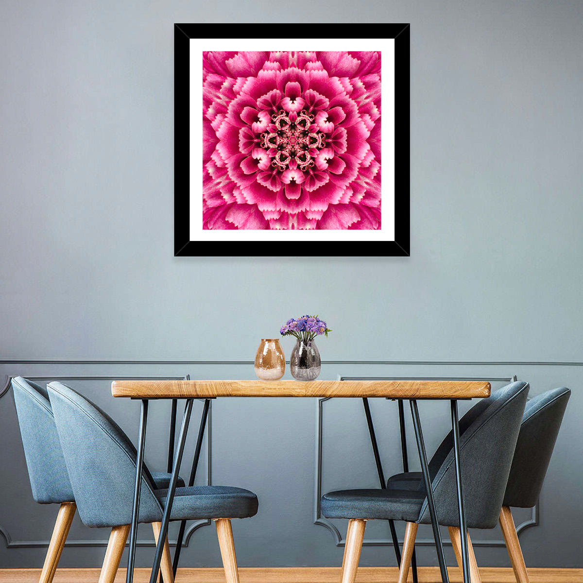 Kaleidoscopic Pink Chrysanthemum Mandala Wall Art