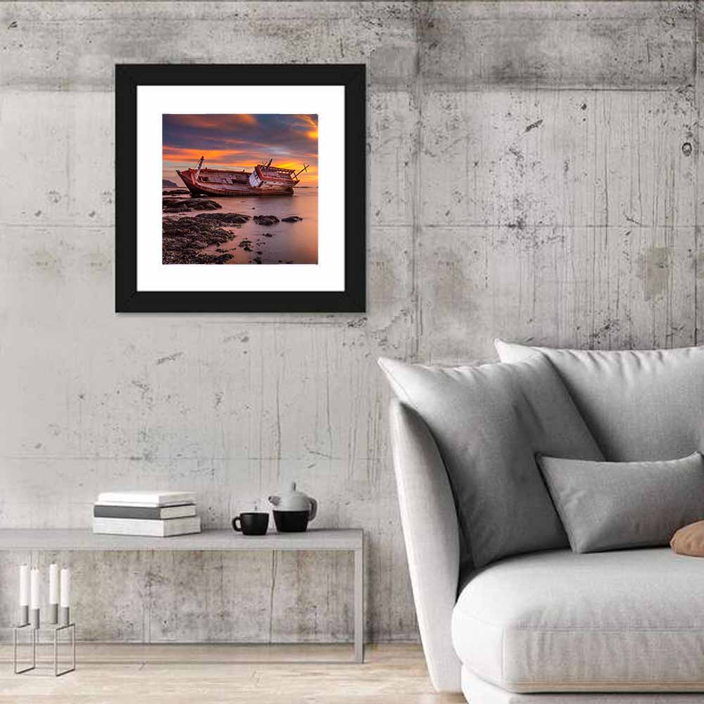 Shipwreck at Sunset Wall Art