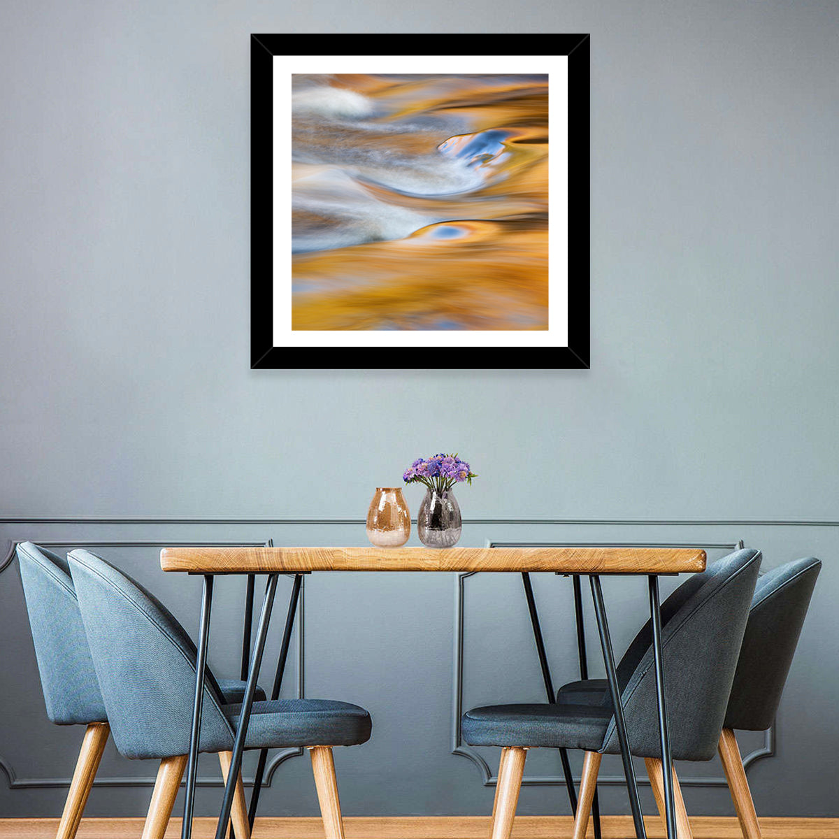 Golden Water Abstraction Wall Art