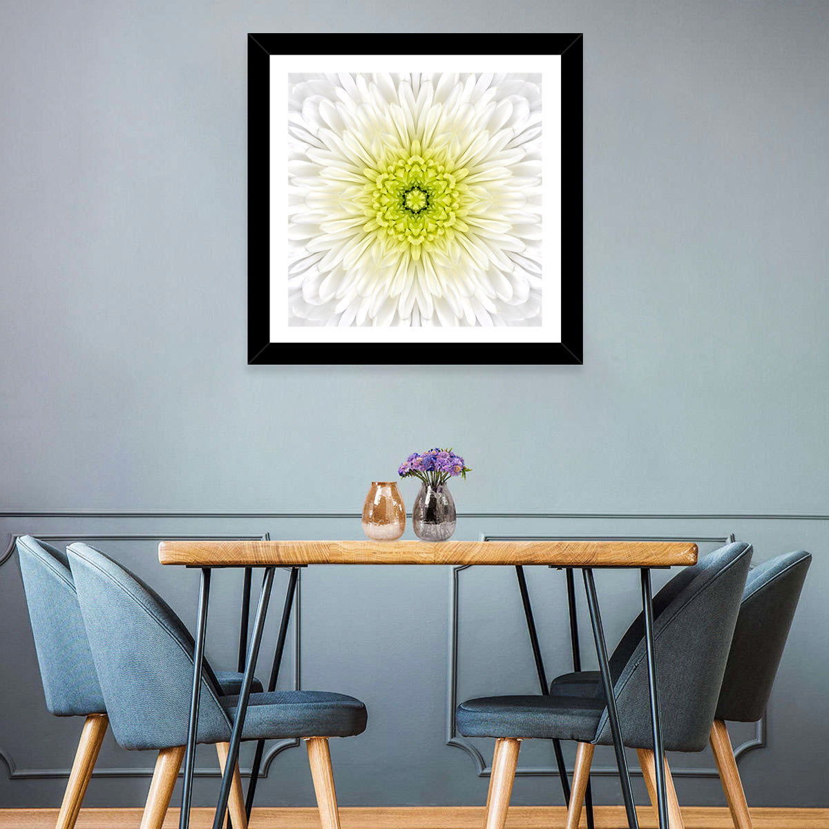 White Chrysanthemum Mandala Close Up Wall Art