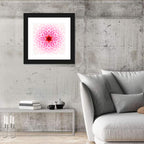 Pink Chrysanthemum Mandala with Deep Red Center Wall Art